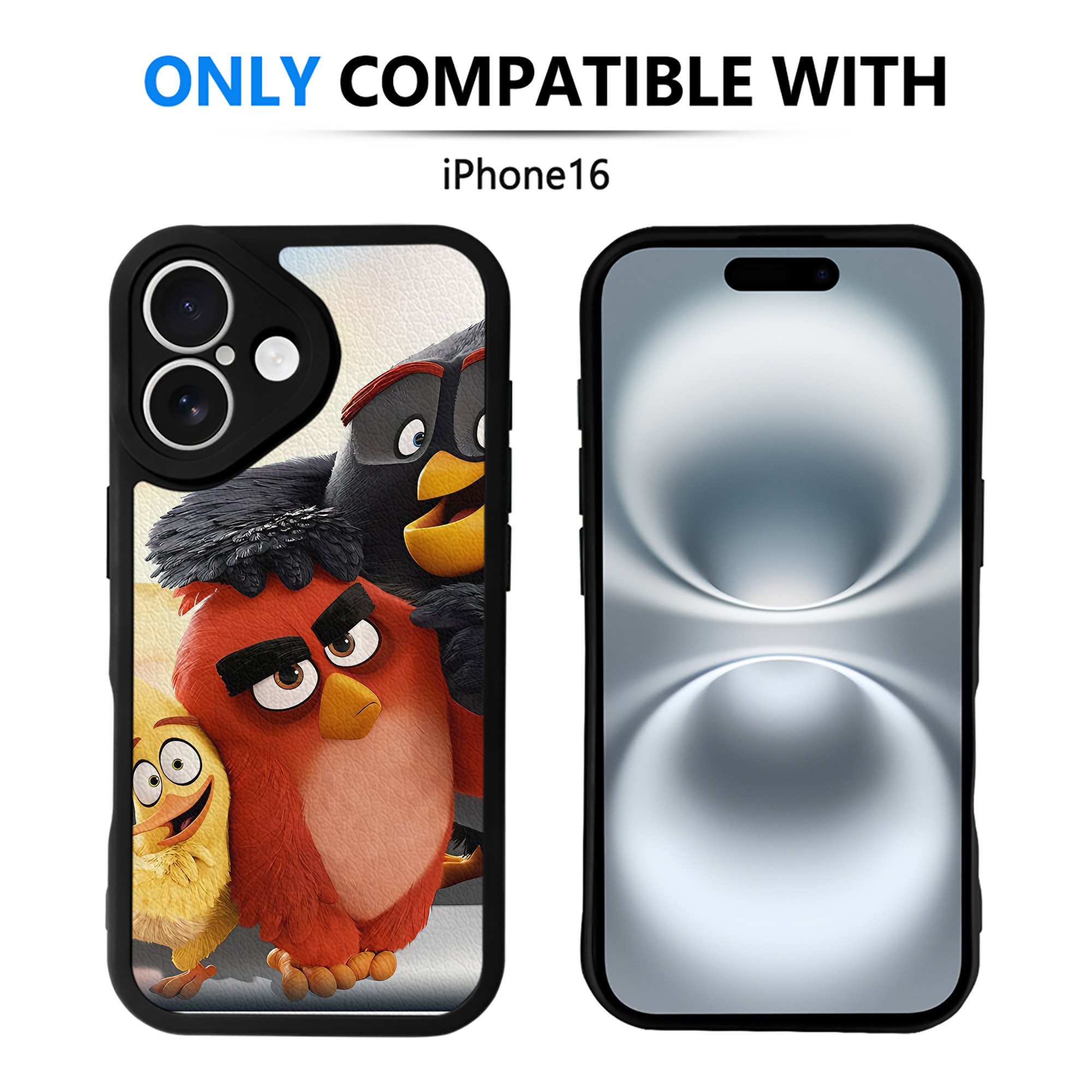 （画像用） Angry Birds アングリーバード 【iPhone 16シリーズ対応】シリコンスマホケース（レザー調） 材質：シリコン